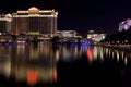 Caesars Palace casino and hotel reflecting in the fountain lake