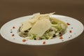 Caeser Salad with chicken fillet, white plate Royalty Free Stock Photo