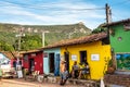 Caete Acu, Brazil - Jan 06, 2024: Streetlife in the city center of Caete Acu, Vale do Capao, Bahia, Brazil