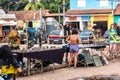 Caete Acu, Brazil - Jan 06, 2024: Streetlife in the city center of Caete Acu, Vale do Capao, Bahia, Brazil