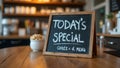 Caf chalkboard sign with Todays Special in bold and menu below Royalty Free Stock Photo