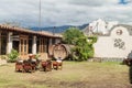 CAFAYATE, ARGENTINA - AUG 6, 2015: Garden of winery Bodega Nanni in Cafayat