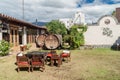 CAFAYATE, ARGENTINA - AUG 6, 2015: Garden of winery Bodega Nanni in Cafayat