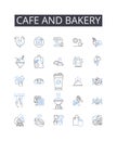 Cafe and bakery line icons collection. Sweet Shop, Diner Eatery, Juice Bar, Pizza Parlor, Burger Joint, Tasty Treats