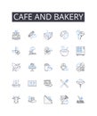 Cafe and bakery line icons collection. Sweet Shop, Diner Eatery, Juice Bar, Pizza Parlor, Burger Joint, Tasty Treats