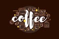 Cafe banner template design with lettering for coffee shop.