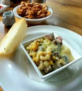 Cafe Brunch time with a delicious mac n cheese and fried mushroom