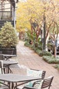 Cafe chairs on sidewalk Historic Savannah GA US Royalty Free Stock Photo