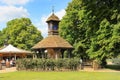 Cafe and clock tower, Diana Memorial Playground in Kensington Gardens, London Royalty Free Stock Photo