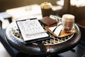 Cafe Coffee Table Morning Breakfast Planning Concpet Royalty Free Stock Photo