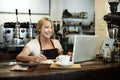 Cafe Coffee Waiter Staff Serving Cafeteria Apron Concept Royalty Free Stock Photo