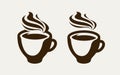 Cafe, coffeehouse logo or symbol. Coffee cup, espresso, tea icon. Vector illustration