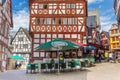 Cafe in a colorful half timbered house in Limburg