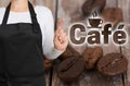 Cafe concept is shown by coffee roaster Royalty Free Stock Photo