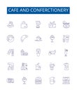 Cafe and conferctionery line icons signs set. Design collection of Cafe, Confectionery, Bakeshop, Patisserie, Pastry