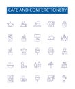 Cafe and conferctionery line icons signs set. Design collection of Cafe, Confectionery, Bakeshop, Patisserie, Pastry Royalty Free Stock Photo