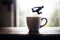 cafe cup mug espresso morning brown bean drink aroma breakfast. Generative AI.