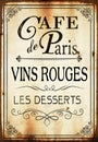 Cafe de paris Wall sign