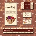 Cafe design template. Hand drawn dessert card. Set of restaurant menu template for corporate identity. Royalty Free Stock Photo