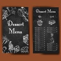 Cafe design template. Hand drawn dessert card. Set of restaurant menu template for corporate identity. Royalty Free Stock Photo