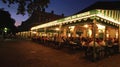 Cafe Du Monde New Orleans sidewalk cafe at sunset Royalty Free Stock Photo