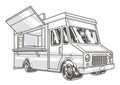 Cafe food truck sticker monochrome