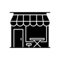 Cafe front black glyph icon Royalty Free Stock Photo