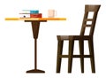 Cafe Furniture with Cup and Book Symbol Vector