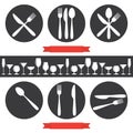 Cafe Icons Cutlery And Glasses