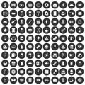 100 cafe icons set black circle