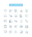 Cafe industry vector line icons set. Cafe, Industry, Coffee, Beverage, Tea, Shop, Barista illustration outline concept Royalty Free Stock Photo