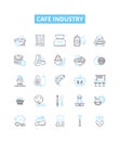 Cafe industry vector line icons set. Cafe, Industry, Coffee, Beverage, Tea, Shop, Barista illustration outline concept Royalty Free Stock Photo