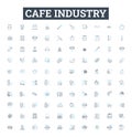 Cafe industry vector line icons set. Cafe, Industry, Coffee, Beverage, Tea, Shop, Barista illustration outline concept Royalty Free Stock Photo