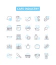 Cafe industry vector line icons set. Cafe, Industry, Coffee, Beverage, Tea, Shop, Barista illustration outline concept Royalty Free Stock Photo