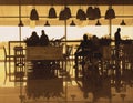 Cafe interior with silhouettes of people in the morning Royalty Free Stock Photo