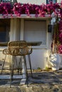 A cafe on the island of Mykonos in the Aegean Sea, Greece Royalty Free Stock Photo