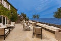 Cafe in Island Sveti Stefan - Montenegro Royalty Free Stock Photo