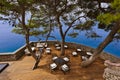 Cafe in Island Sveti Stefan - Montenegro Royalty Free Stock Photo