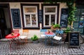 Cafe on KrÃÂ¤merbrÃÂ¼cke (Merchants' Bridge), Erfurt, Germany Royalty Free Stock Photo