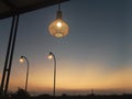 Cafe lamp on sunset Royalty Free Stock Photo
