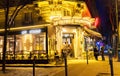 The cafe Le cepage Montmartrois at night, Paris, France