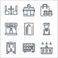 Cafe line icons. linear set. quality vector line set such as bar counter, oven, coffee maker, menu, coffee machine, takeaway, cafe