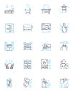 Cafe lounge linear icons set. Cozy, Relaxing, Elegant, Charming, Inviting, Chic, Sophisticated line vector and concept