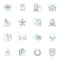 Cafe lounge linear icons set. Cozy, Relaxing, Elegant, Charming, Inviting, Chic, Sophisticated line vector and concept