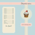 Cafe menu template with watercolor cupcake