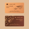 Cafe menu vector business card sweet desserts chocolate cupcake cheesecake and fast food icecream in restaurant