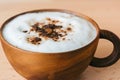 Cafe Mocha in wooden cup Royalty Free Stock Photo