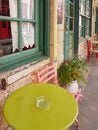 Cafe outdoor in Ioannina city greece , tables chairs