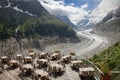 The cafe over glacier in french alps Royalty Free Stock Photo