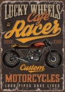 Cafe racer motorcycle colorful poster Royalty Free Stock Photo